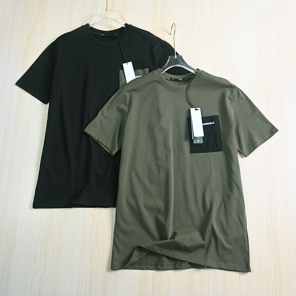 棉透气撞色贴兜直筒圆领短袖T恤