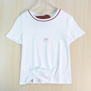 休闲短袖 思琪女装 舒适软弹钻饰烫印字母圆领修身 T恤 263