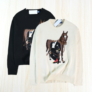 美国色织刺绣卡通图案圆领休闲长袖 毛衣 261 思琪女装