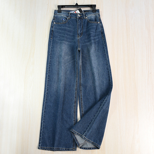 美系K尔水洗棉高腰阔腿宽松休闲牛仔长裤 2510 思琪女装