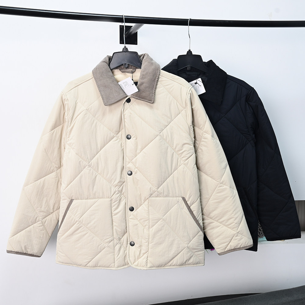 菱格绗缝棉服翻领保暖棉衣外套