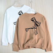 思琪女装 针织毛衣 慵懒风软糯提花植绒圆领宽松休闲长袖 259