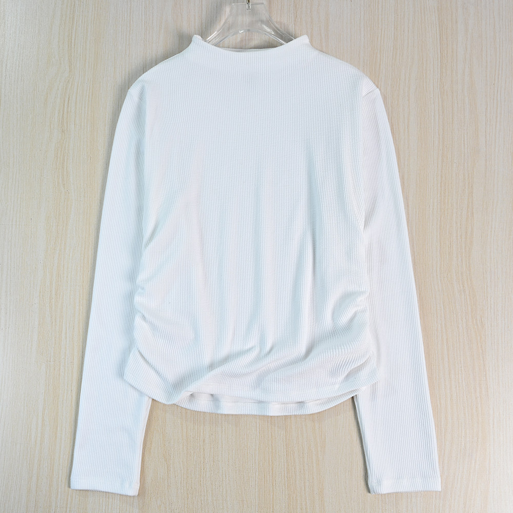 思琪女装261/5 通勤弹力螺纹半高领抽皱腰修身休闲长袖打底T恤,女装/女士精品,T恤,淘宝优惠券,粉丝福利购,淘宝优惠卷