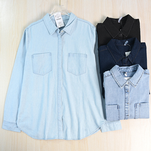 261 衬衫 休闲长袖 复古风水洗棉暗门禁修身 思琪女装