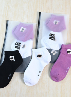 2512/11  美系K尔棉质刺绣卡通头像针织短袜3双装