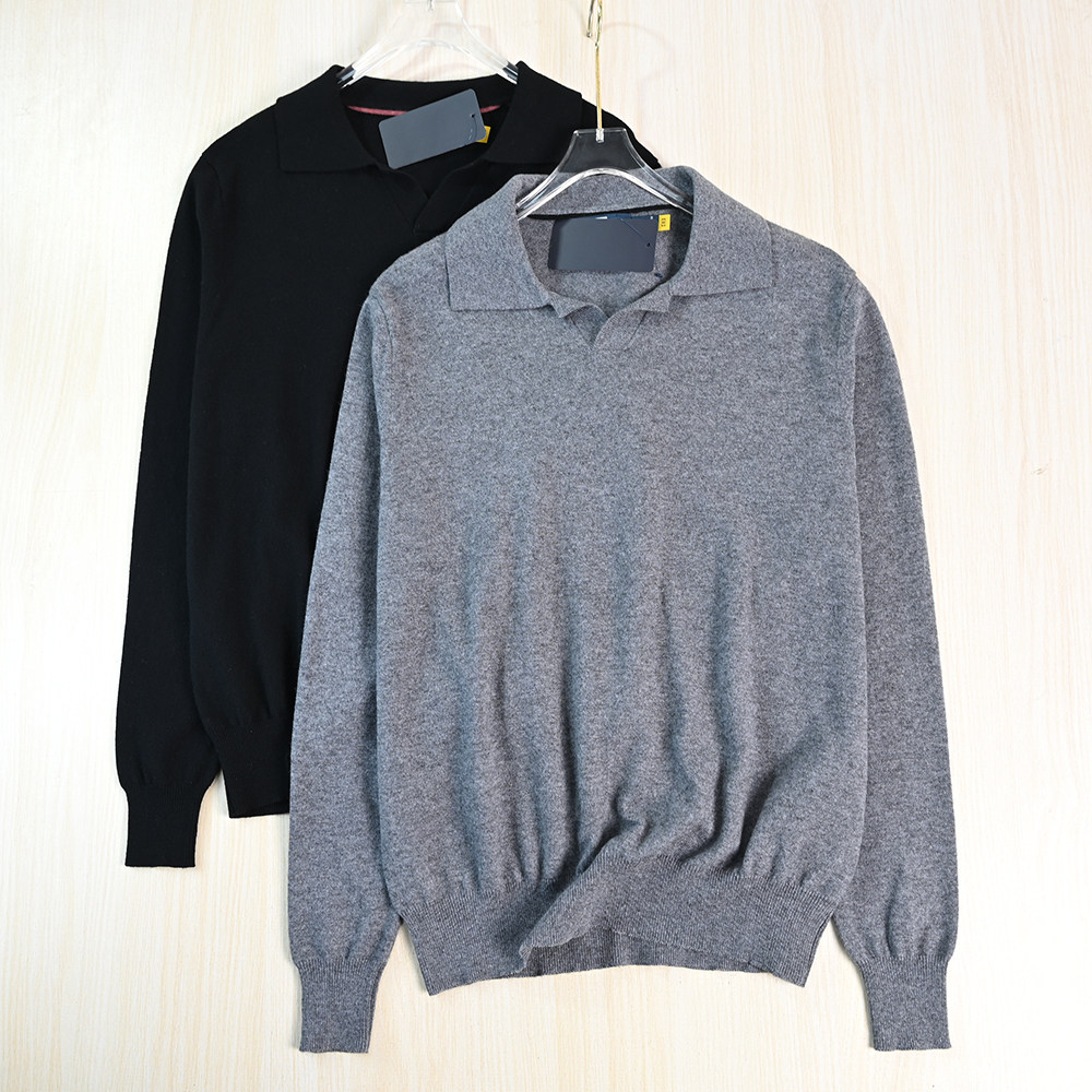 男装好货 2511/20美国单刺绣软和羊毛羊绒翻领休闲长袖针织衫