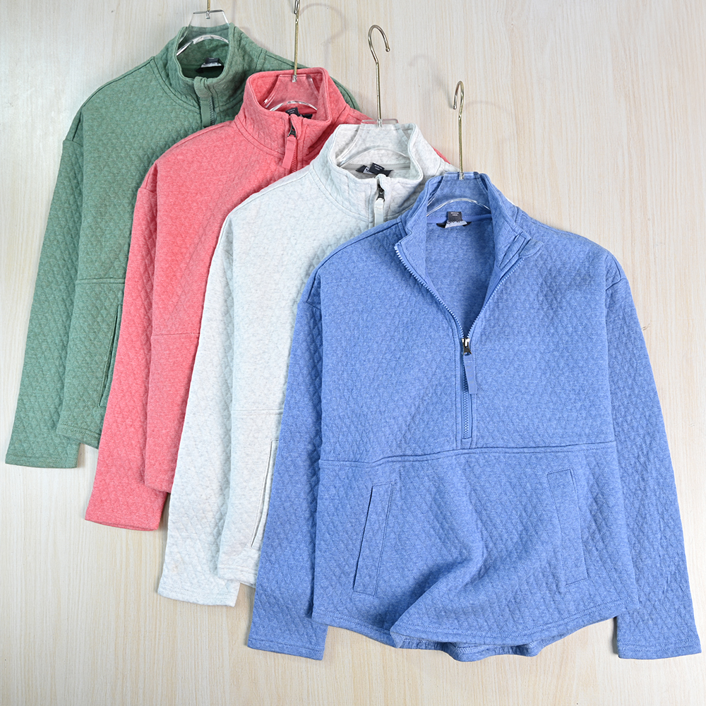 菱格棉半拉链立领休闲长袖卫衣