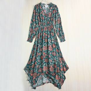 连衣裙 浪漫木耳边领松紧收腰不规则长款 思琪女装 39英镑欧美范法式