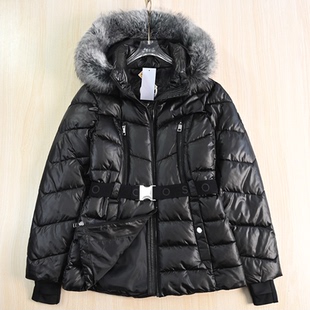 厚实光面连帽可脱卸毛领夹棉防风袖 保暖休闲棉服 2510 思琪女装