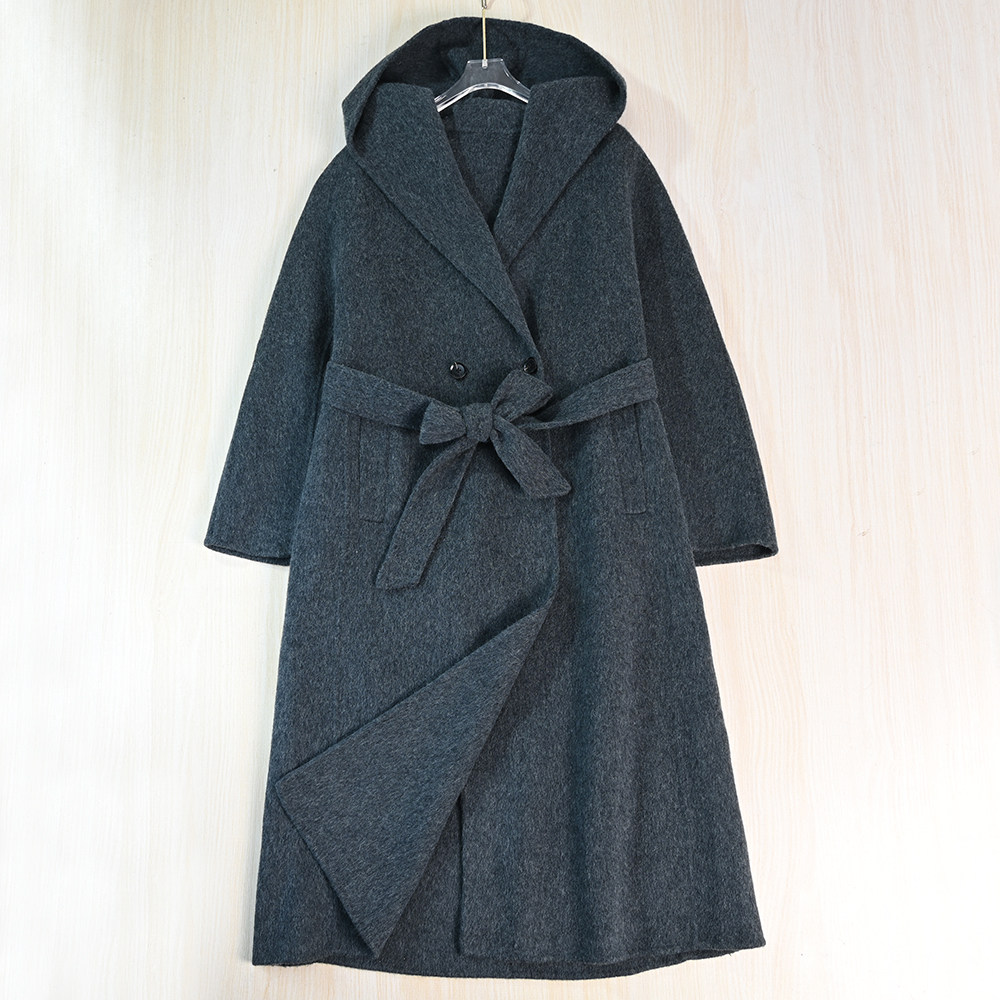 思琪女装2512/15 气质双面呢连帽一粒扣系腰带长款羊毛大衣外套,女装/女士精品,毛呢外套,淘宝优惠券,粉丝福利购,淘宝优惠卷