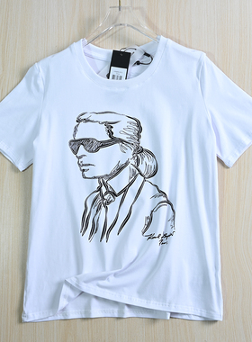 思琪女装 254/10 美系K尔新款 棉质素描头像圆领休闲短袖T恤