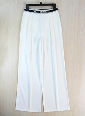 思琪女装261/8美系K清凉丝滑弹力字母松紧高腰宽松直筒休闲长裤