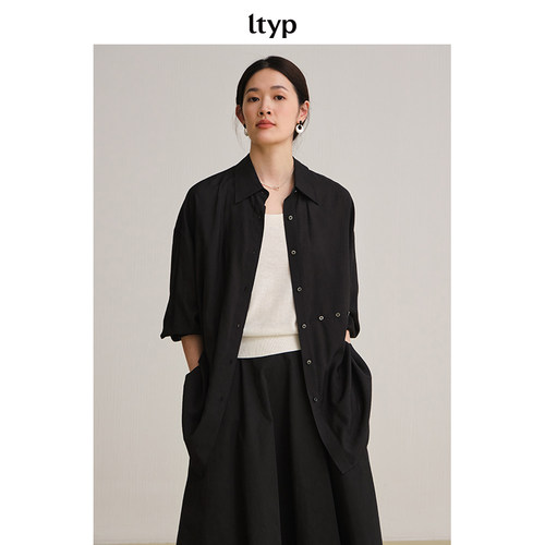 ltyp旅途原品【5折微瑕】真丝不对称简约衬衫 百搭休闲独家上衣女