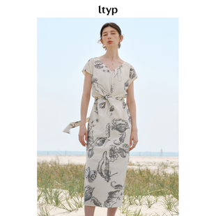 ltyp旅途原品【5折微瑕】真丝可水洗皱感干丝手绘印花花苞连衣裙
