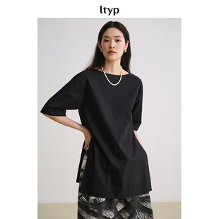 ltyp旅途原品五折 上衣女夏 微瑕疵 100%新疆长绒棉T恤黑色短袖