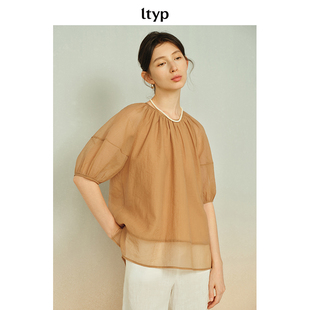 微瑕疵 宽松轻薄透感衬衫 优雅 时尚 女夏 新款 ltyp旅途原品五折