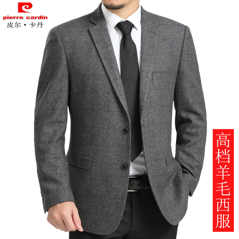 Spring and autumn pilcardin mens one-piece casual suit middle-aged wool loose father father casual suit jacket