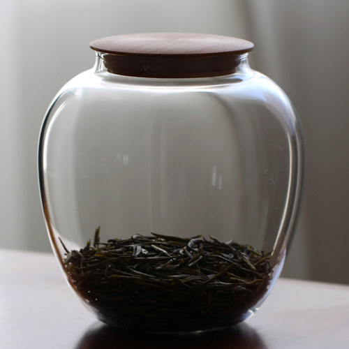 实木玻璃茶仓干果储物罐