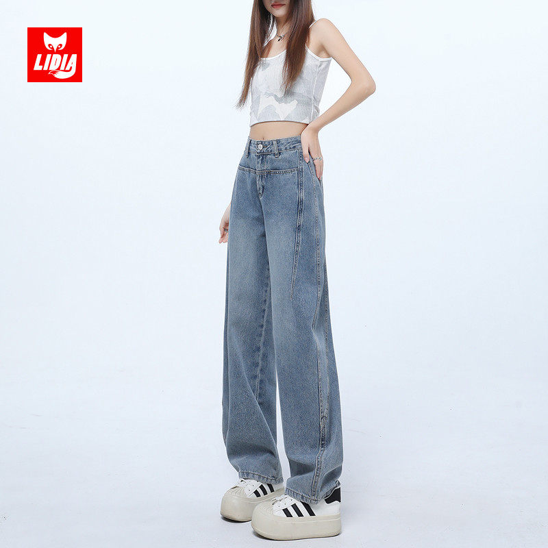 复古高腰窄版镰刀阔腿牛仔裤女春夏新款宽松显瘦直筒香蕉弯刀裤子,女装/女士精品,牛仔裤,淘宝优惠券,粉丝福利购,淘宝优惠卷