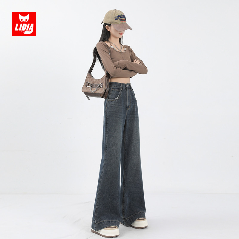 复古微喇牛仔裤女2024年新款早秋