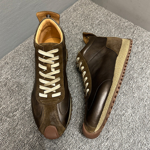男老爹鞋 轻便复古休闲高帮鞋 潮流百搭阿甘鞋 真皮男鞋 2024春秋新款