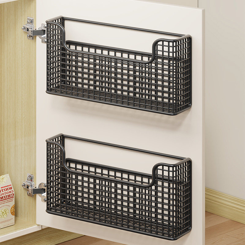 厨房柜门保鲜膜架冰箱置物架侧收纳橱柜上内侧挂架门后挂篮壁挂盒