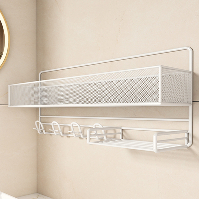 牙杯架置物架洗漱台墙上免打孔牙刷收纳架卫生间壁挂式多功能架子