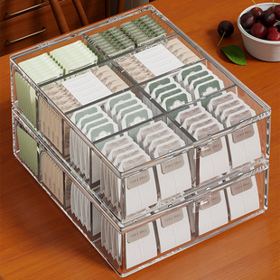 茶包收纳盒桌面咖啡胶囊整理神器带盖防尘茶水间茶叶茶具存放盒子