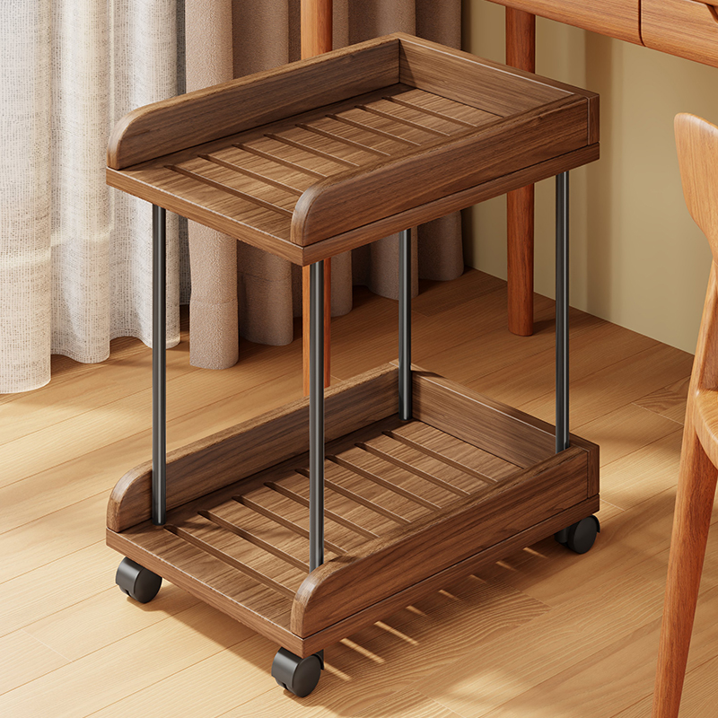 实木台式电脑主机底座托盘可移动滑轮机箱架子家用办公托架置物架