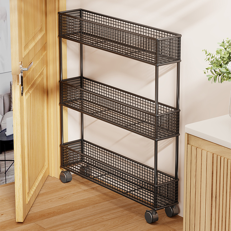 门后夹缝收纳层架化妆室超薄极窄浴室小推车落地缝隙带轮移动收纳