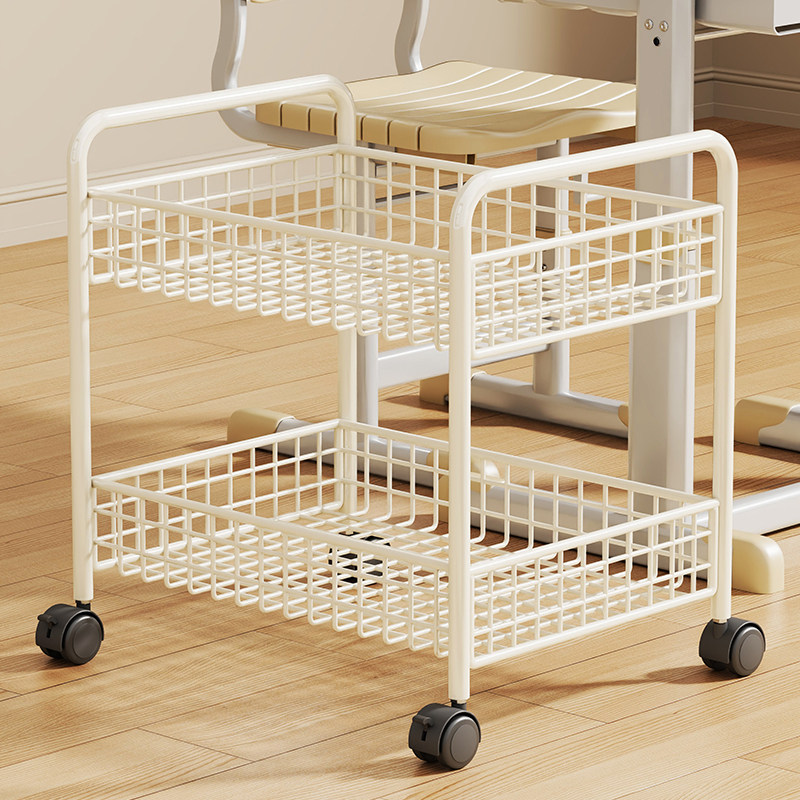 可移动书架桌下落地置物带轮整理架书本收纳简易小书柜办公室教室