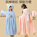 秋冬婴儿浴巾斗篷带帽儿童浴袍可穿a类宝宝洗澡巾超软比全棉吸水