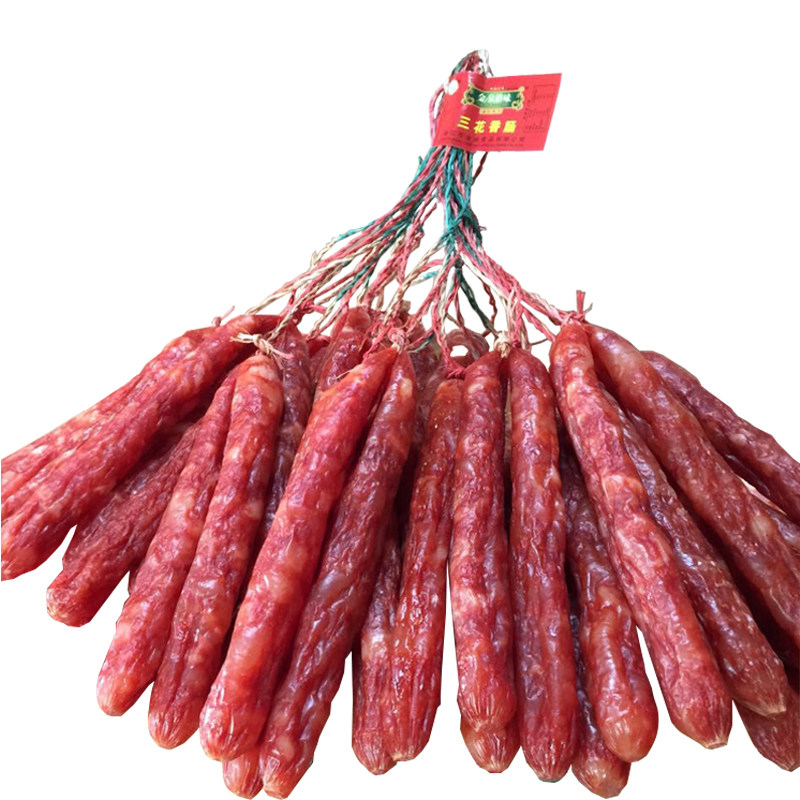 6分瘦金泉腊味三花腊肠广东广式带绳腊肠甜味香肠烤肠大量批发