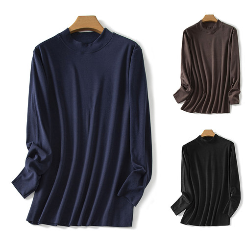 男士打底衫秋冬中领保暖内衣男内搭半高领T恤肌底衣德绒保暖上衣