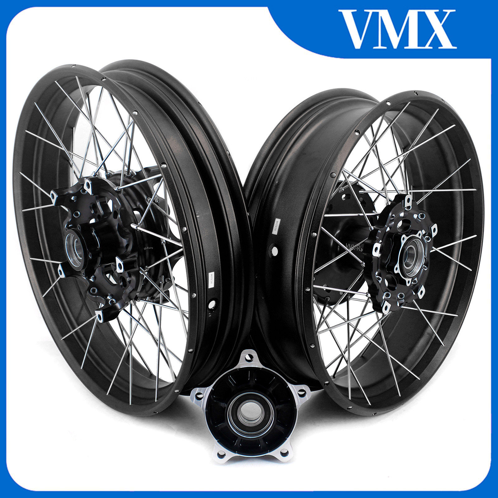 VMX改装钢丝轮组真空辐条轮辋适配宝马 F750GS/ADV 钢圈外圈 黑