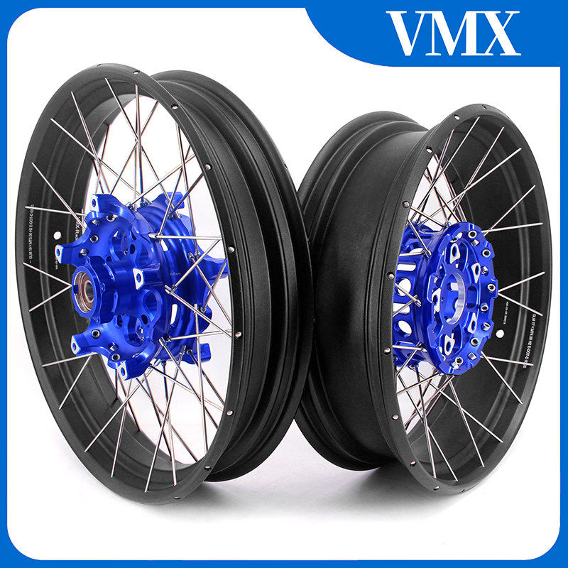 VMX轮毂斜拉式真空辐条轮辋轮子适配宝马水鸟R1200GS/ADV蓝色