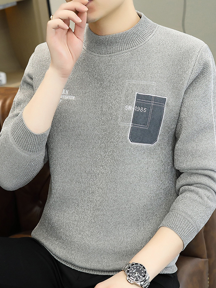 남성용 원피스 벨벳 셔닐 스웨터 2024 새로운 가을 겨울 남성용 두꺼운 양털 스웨터 남성용 따뜻한 스웨터