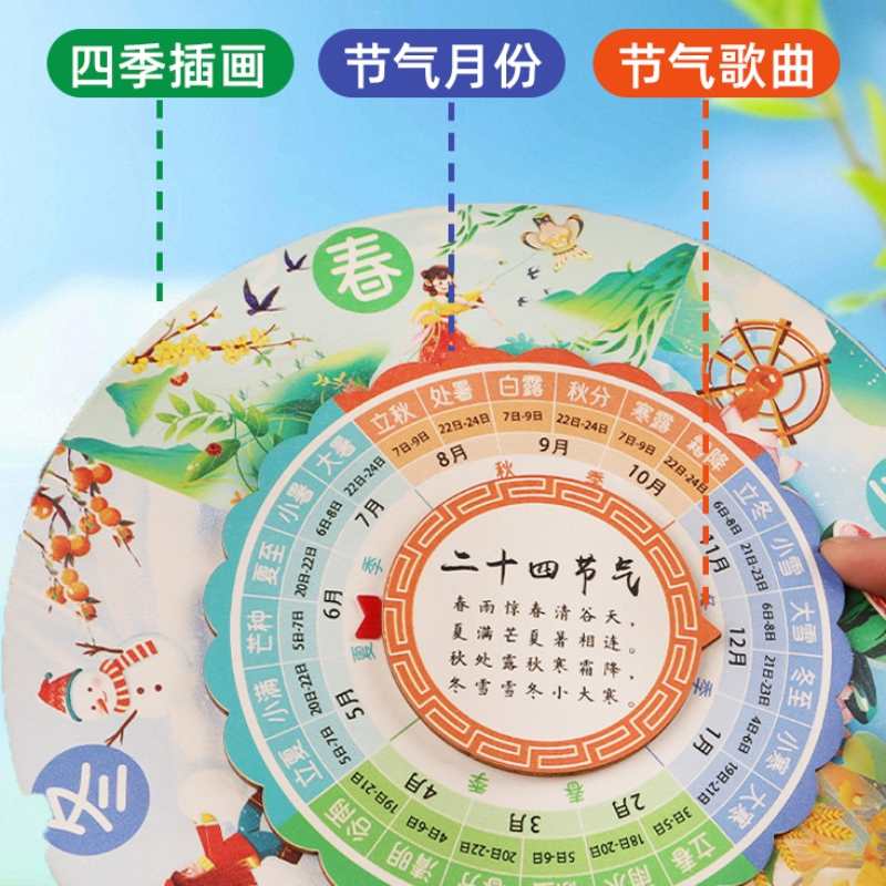 24二十四节气文化墙手工制作转盘挂图文创拼图四季教具幼儿园环创