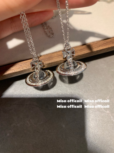 Misa officail｜精致的满钻Pina铆钉orb锁骨链毛衣链立体小众项链