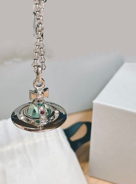 Misa officail｜限定薄荷绿中号orb绝美立体土星锁骨项链叠戴辣妹