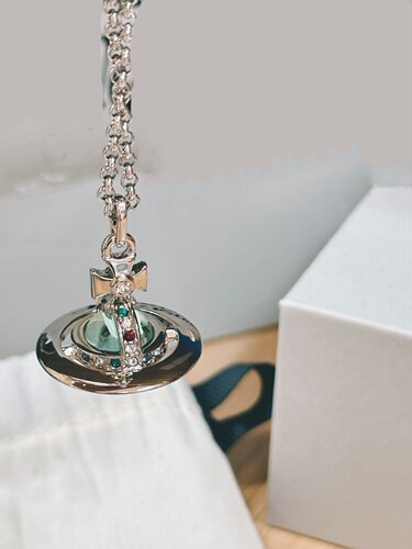 Misa officail｜限定薄荷绿中号orb绝美立体土星锁骨项链叠戴辣妹