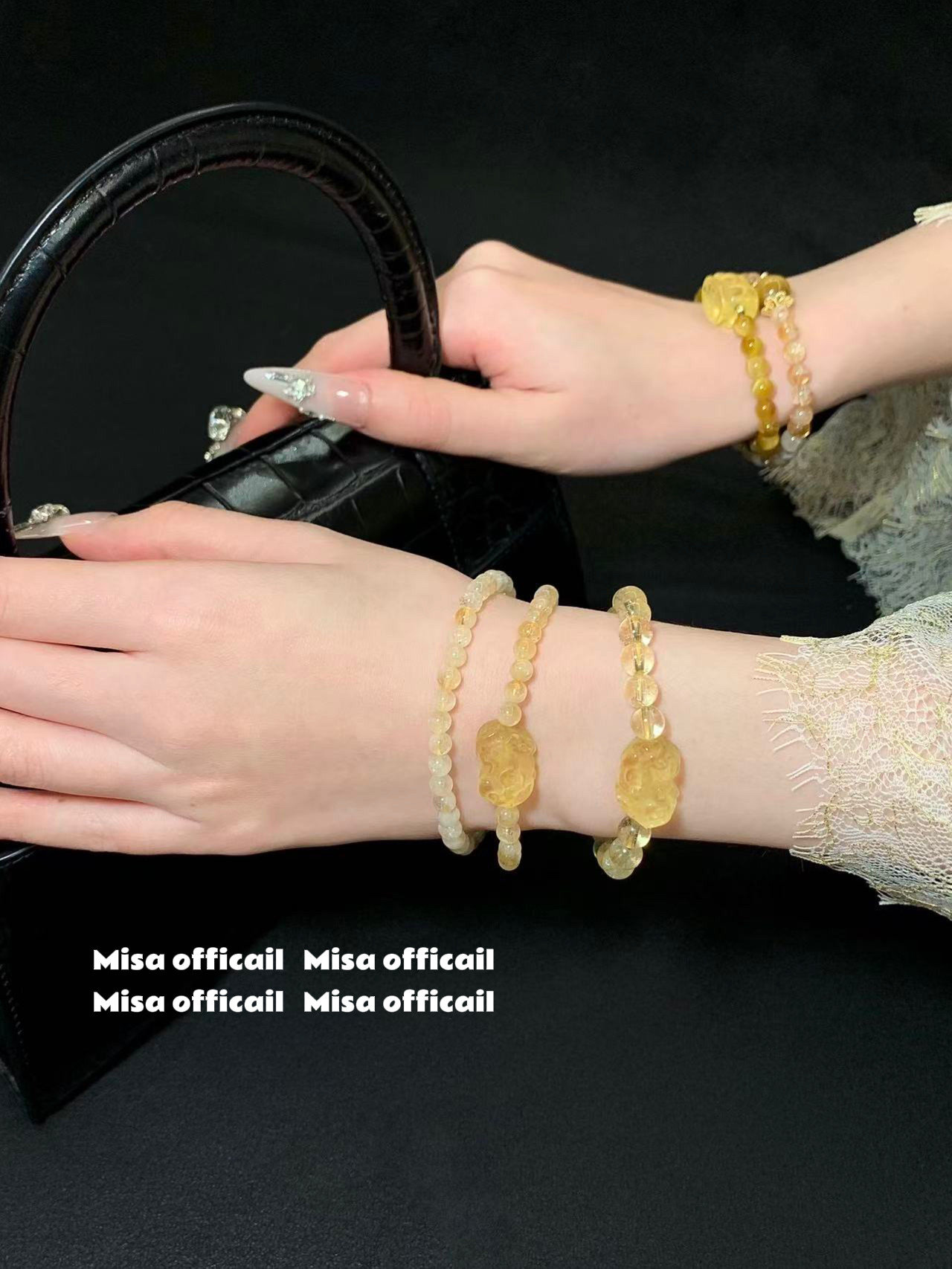 招财貔貅！天然黄水晶黄阿塞虎眼石转运水晶黄塔晶女手串手链送礼