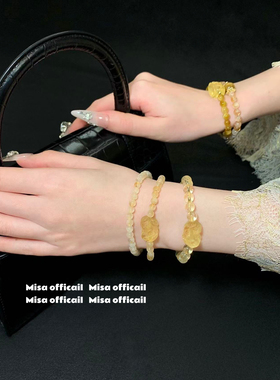 招财貔貅！天然黄水晶黄阿塞虎眼石转运水晶黄塔晶女手串手链送礼