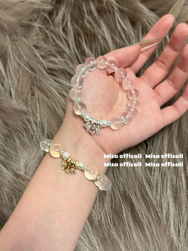 金粉世家银粉世家天然粉水晶手串女款小众设计感高级感送礼六芒星