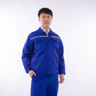 夏季新款长袖大船集团工作服套装蓝色车间办公中国船舶工装定制