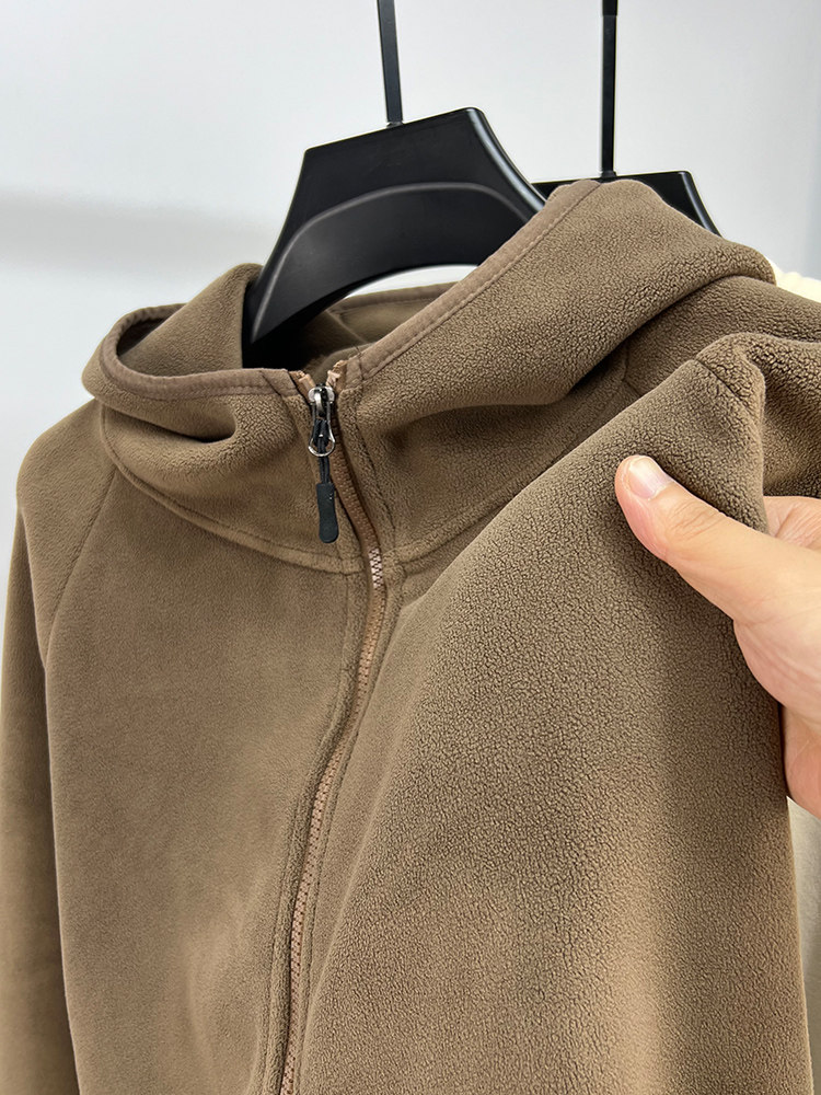 MAROLIO 양면 벨벳 스웨터 카디건 남성 후드 솔리드 컬러 두꺼운 코트 가을 겨울 유행 캐주얼 따뜻한 재킷