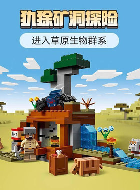 2025新品我的世界犰狳矿洞探险人仔儿童男女孩拼装积木玩具21269