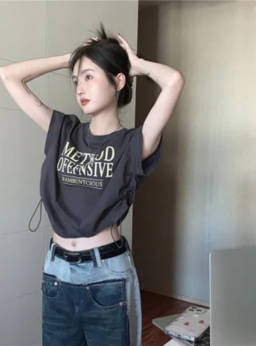 设计感小众宽松短款露脐T恤