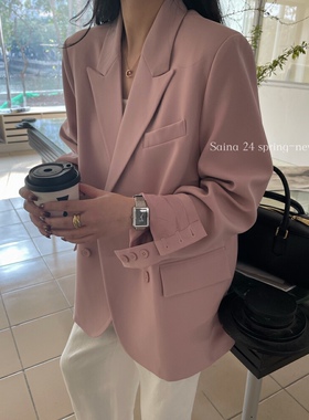 早春上新SAINA双排扣显瘦气质休闲西装西服外套2024春季新款女ins