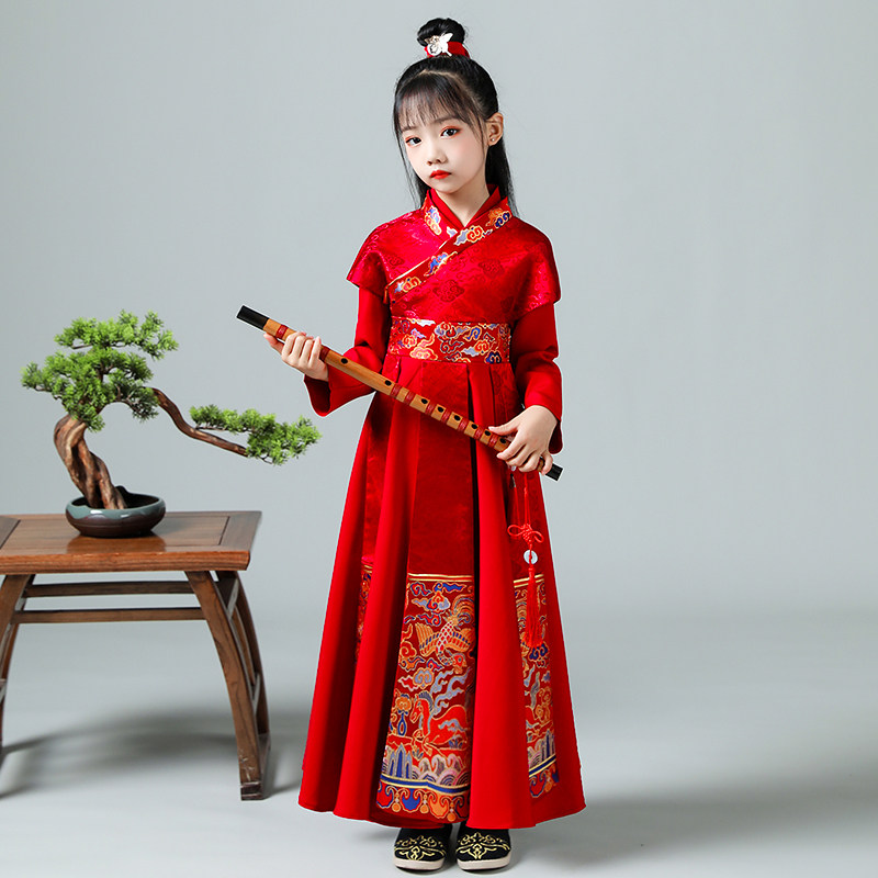 儿童唐装汉服女童中国风套装宝宝古风童装男童古装国学演出服春款